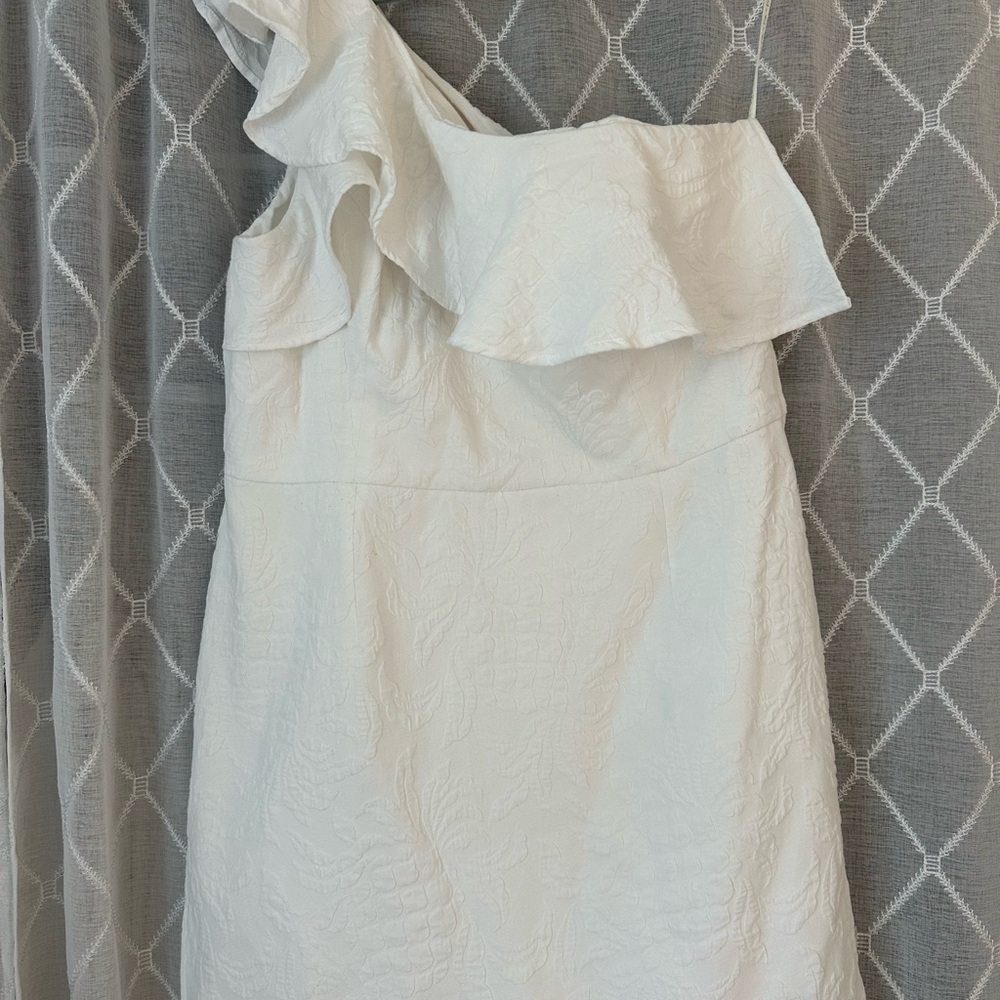 Lilly Pulitzer White One-Shoulder Dress with Ruffle